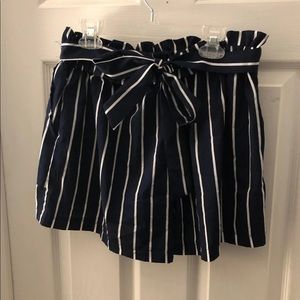 Striped paper bag shorts